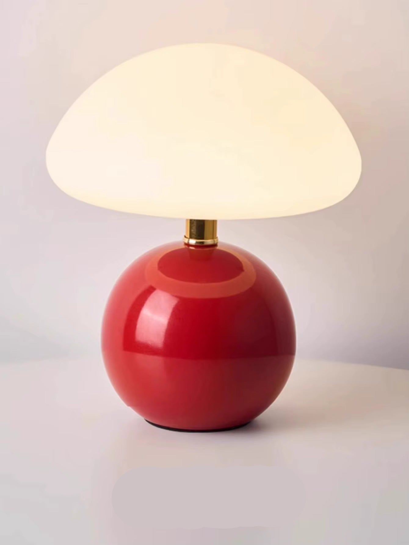 Luminária Cogumelo com Base Cerâmica e Cúpula Branca