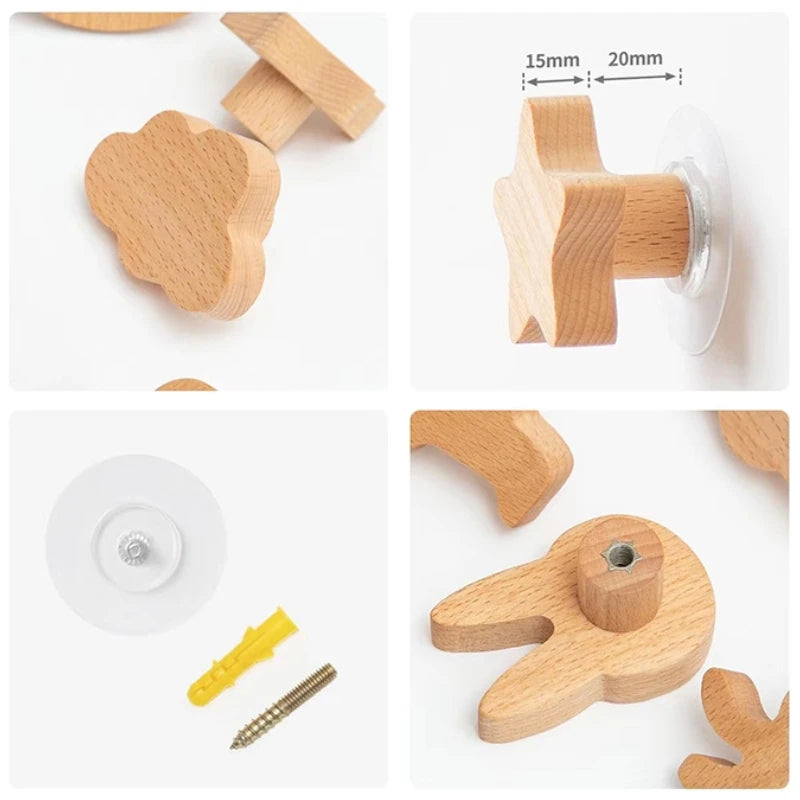 Gancho de madeira em formato de animais