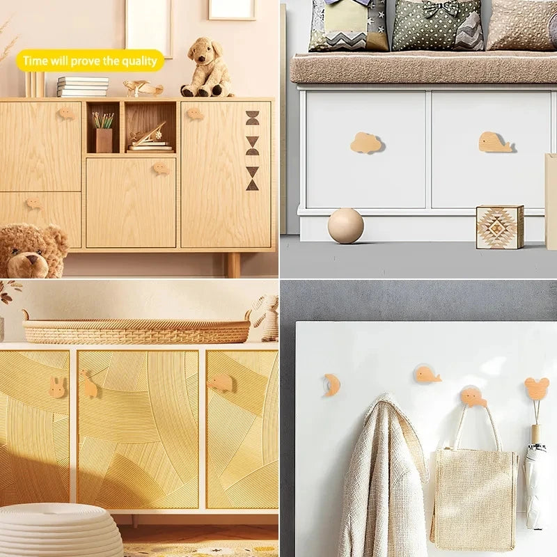 Gancho de madeira em formato de animais