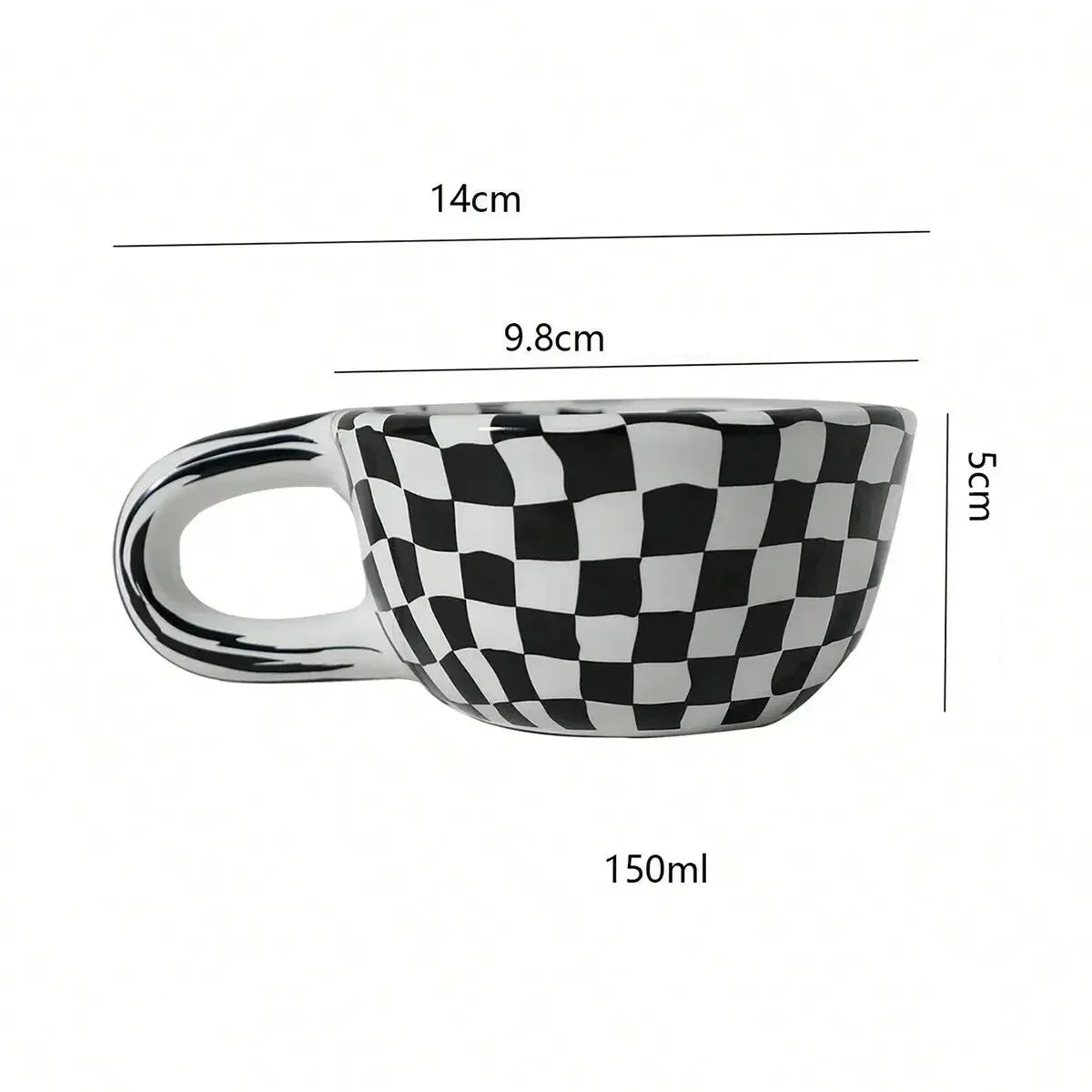 Caneca Quadriculada de Cerâmica